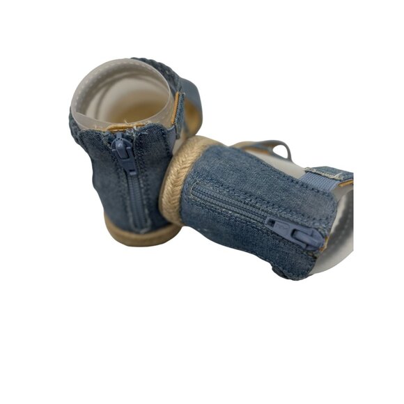 Gymboree Toddler Girls Sandals Size 8 Blue Chambray Espadrille Shoes Wedge - Picture 6 of 9
